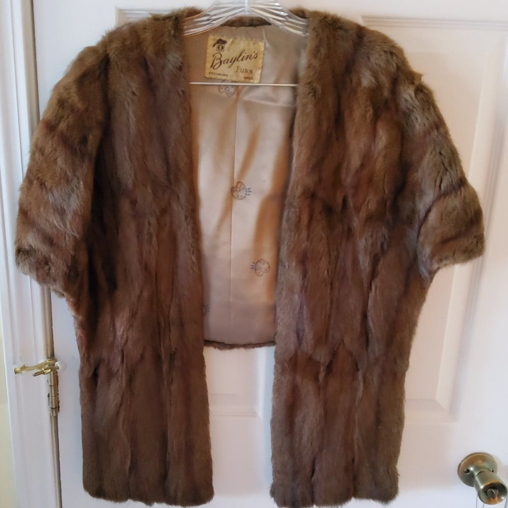 Fur Stole- Genuine, Hand Sewn Vintage